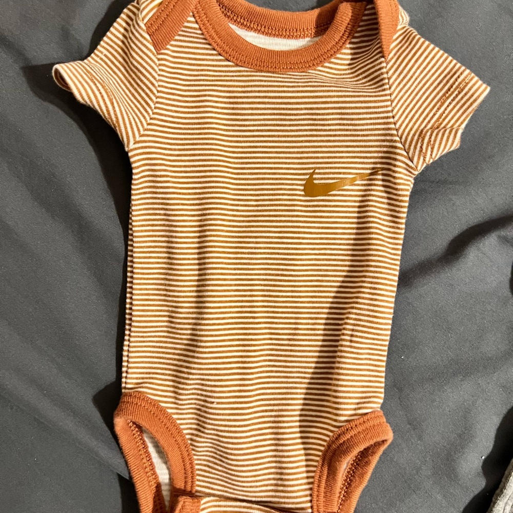 Nike Brown Striped Baby Bodysuit